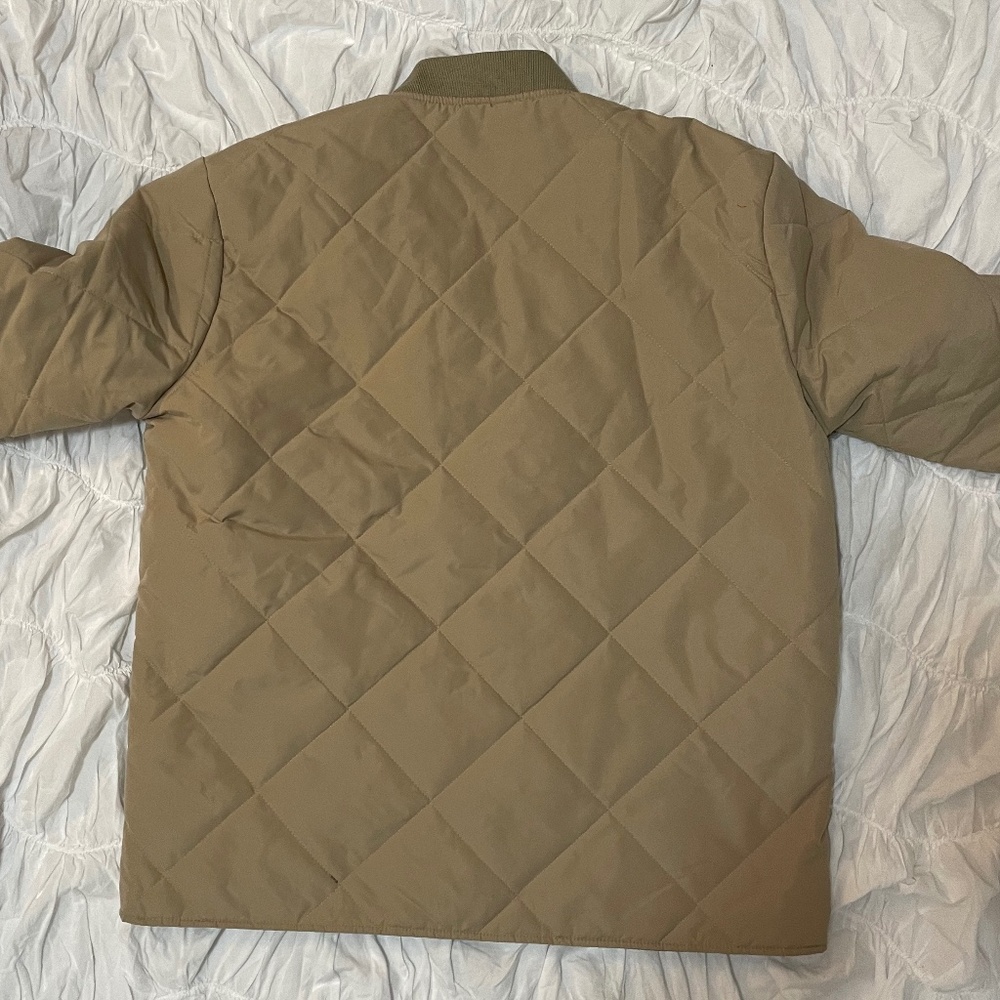 Tan Quilted Bomber Jacket - Picture 4 of 4